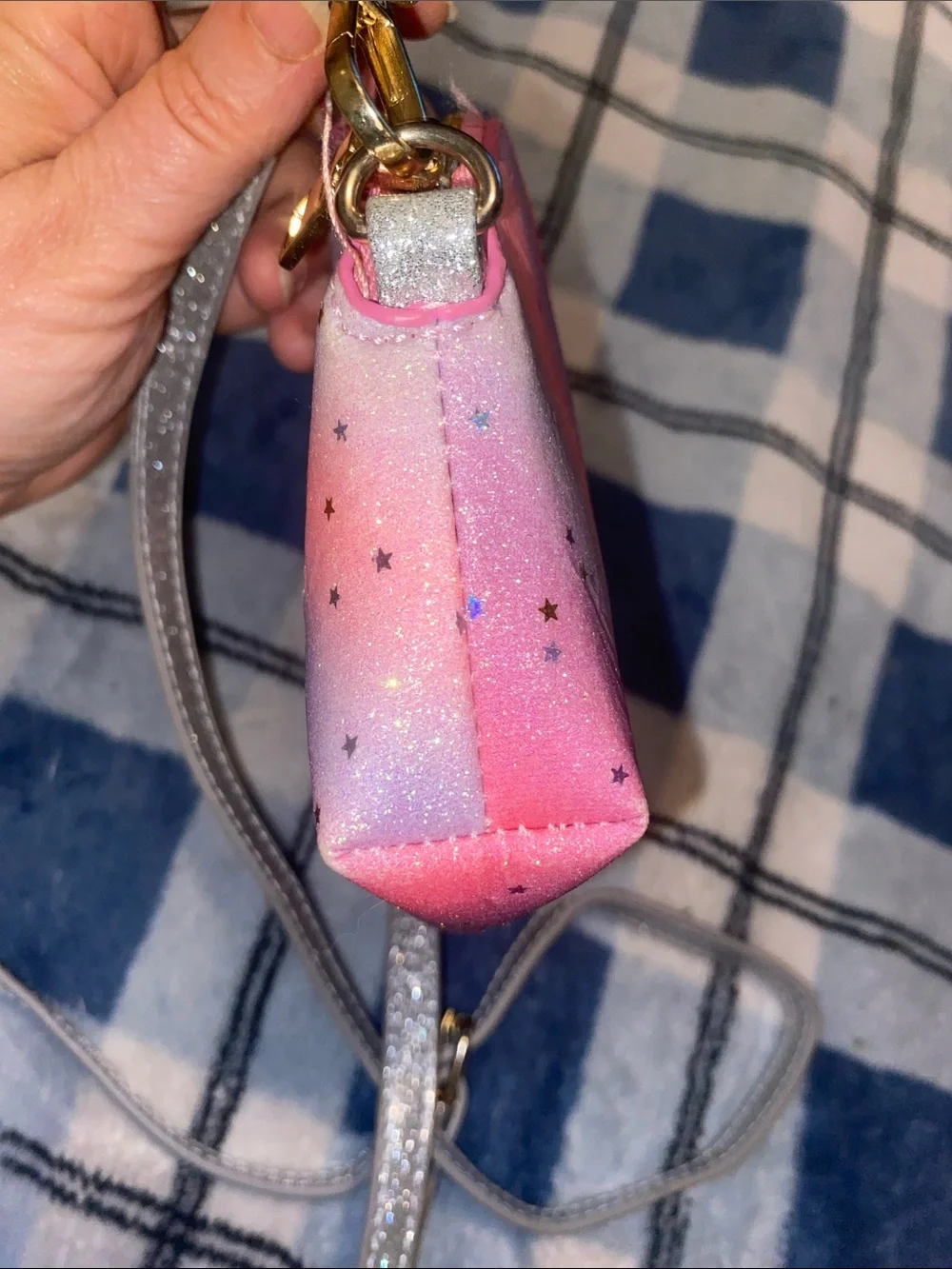 Kids Pink Gradient Unicorn Crossbody Bag with Silver Accents